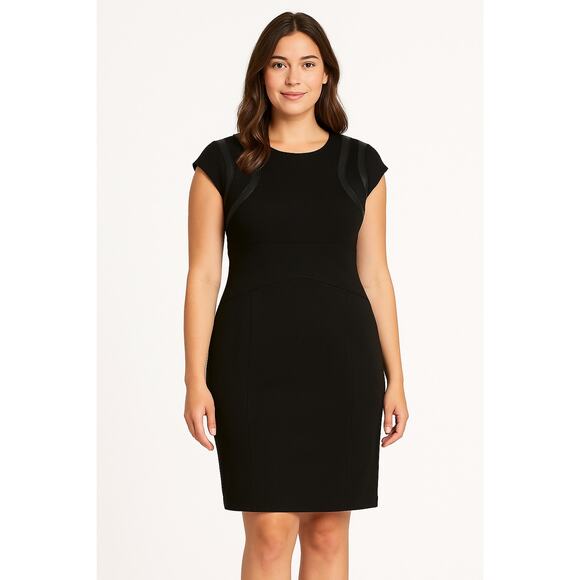Diane Von Furstenberg DVF Structured Black Knee Length Short Sleeve Dress 12 - Picture 13 of 13